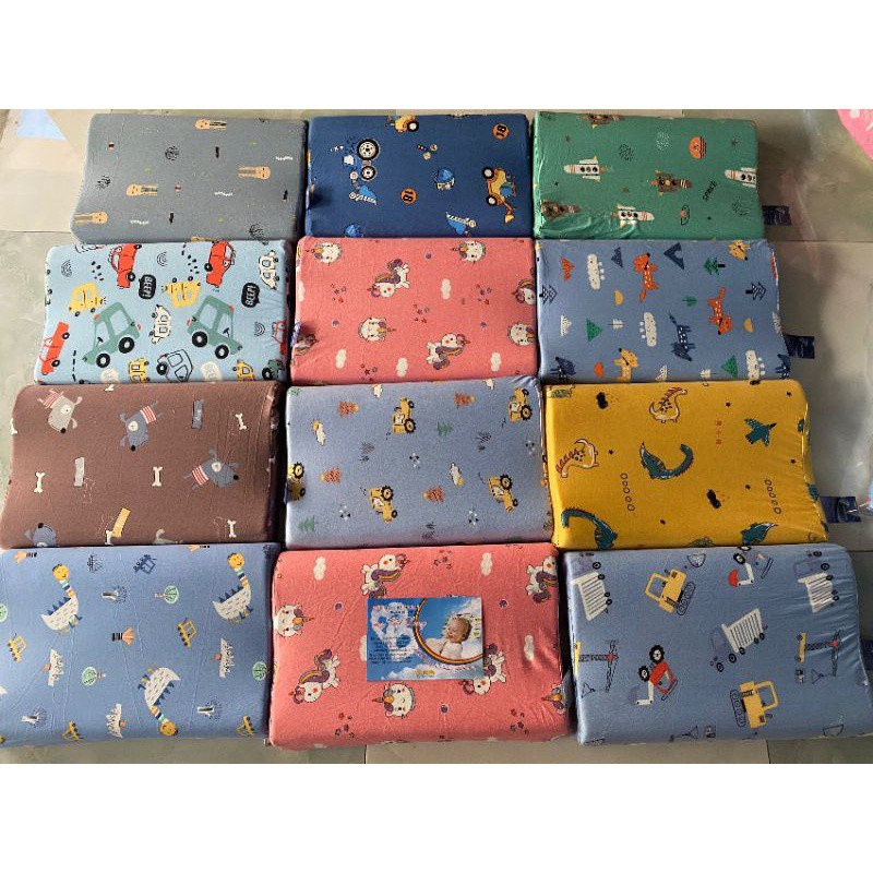 Gối cao su non cho bé [Siêu mềm, an toàn]  vỏ cotton 100%, ruột cao su non nhân tạo siêu mềm