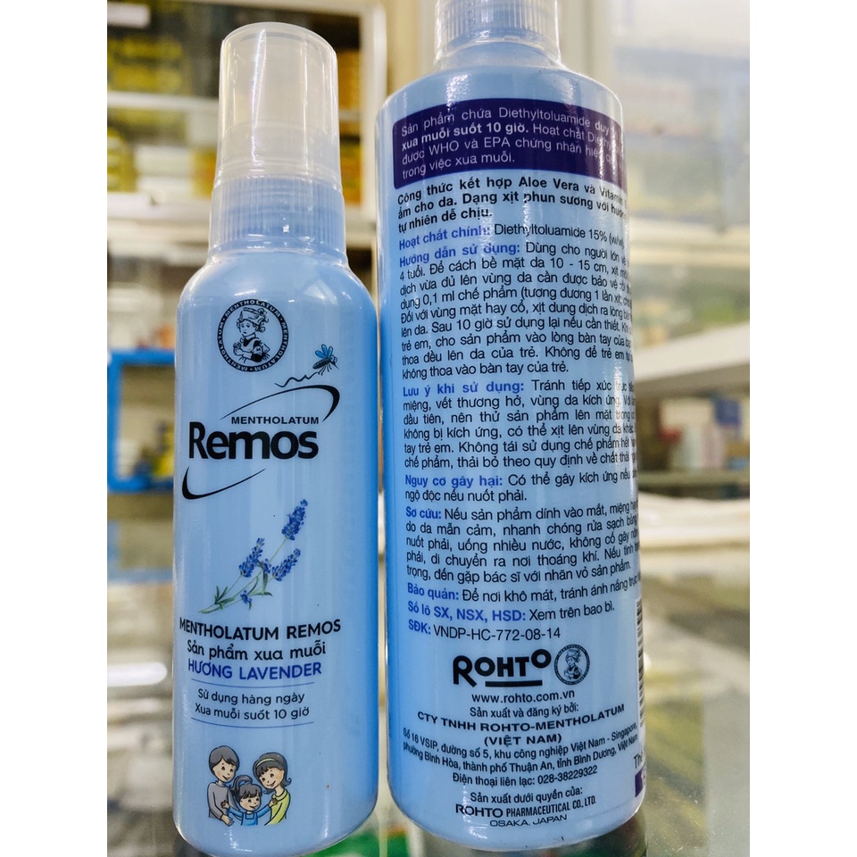 (Chính hãng)- Xịt chống muỗi REMOS- Sản phẩm của Rohto-Mentholatum- Chống muỗi suốt 6-8 giờ.