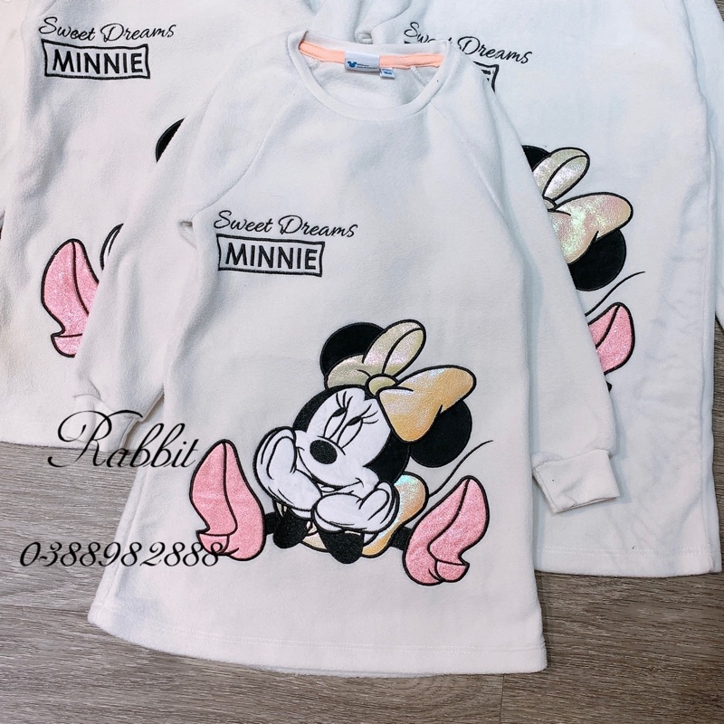 Váy nỉ bông Minnie trắng ngà