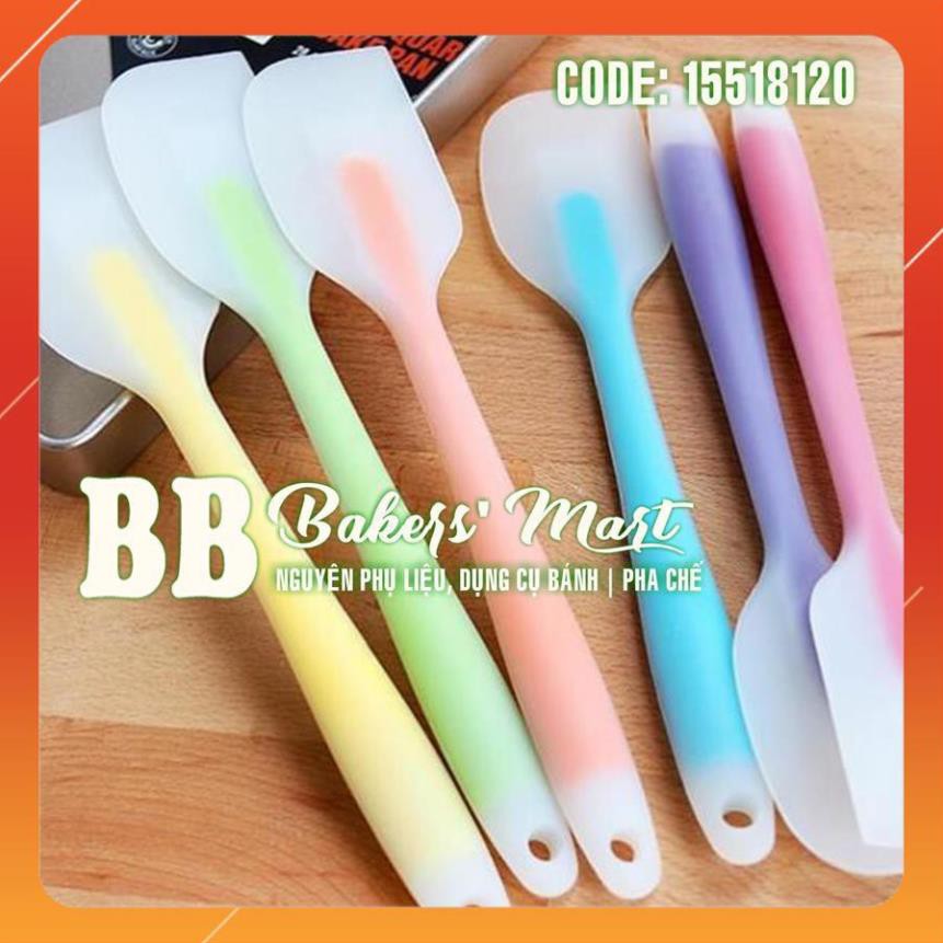 LÕI MÀU NHỎ 20.5cm - CÂY PHỚI VÉT Spatula dẹt trộn bột silicone đúc liền (GIAO MÀU SẮC NGẪU NHIÊN)