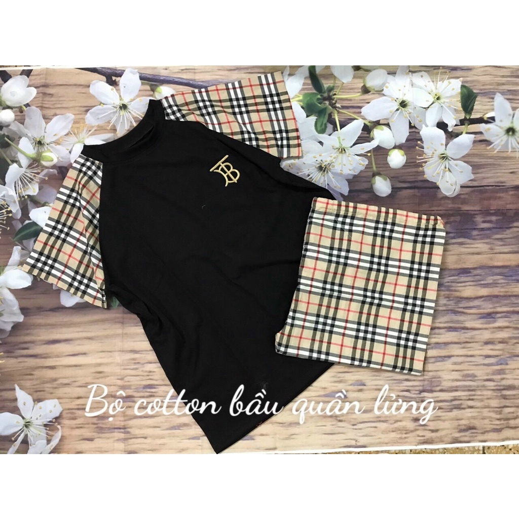 Đồ Bộ Bầu❤️Đồ Bộ Sau Sinh Tiện Lợi Thời Trang - Mẫu Đùi kẻ pha - Chất Cotton Đẹp