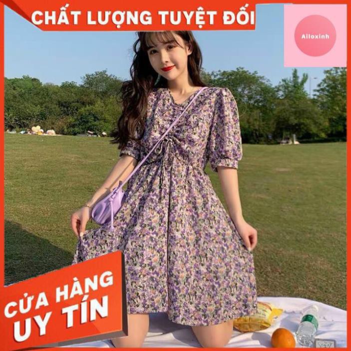 Đầm váy hoa nữ tính rút dây ngực⚡⚡GIÁ RẺ⚡⚡👗👗chất vải voan hoa👗👗 phù hợp dạo phố, đi chơi picnic ! *