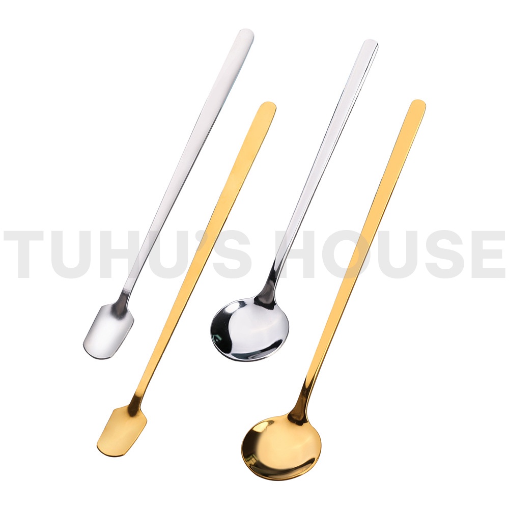Thìa inox, muỗng cà phê inox, thìa dài uống trà thép không gỉ hai màu vàng bạc sang trọng, tinh tế - TUHUHOUSE