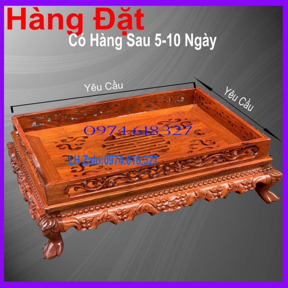 Khay Trà Chân Rồng Phòng Khách Gỗ Hương