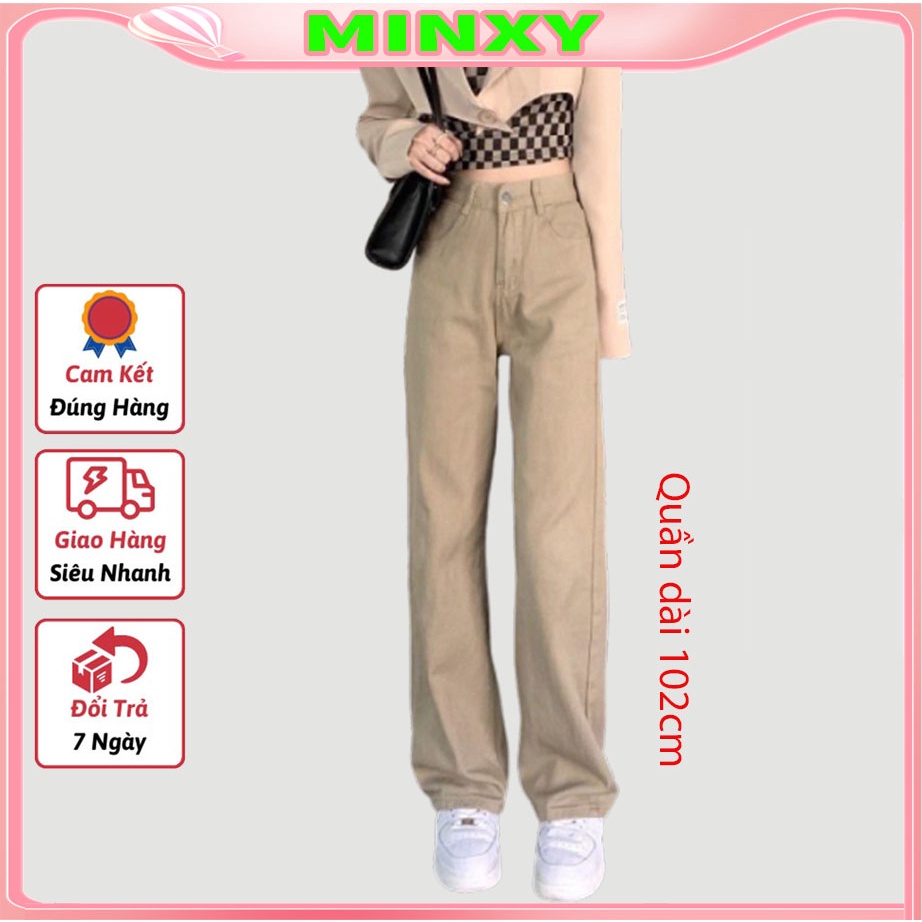 quần jean ống rộng,quần bò màu kem kaki,quan kaki,chất jeans cạp cao hách dáng cá tính