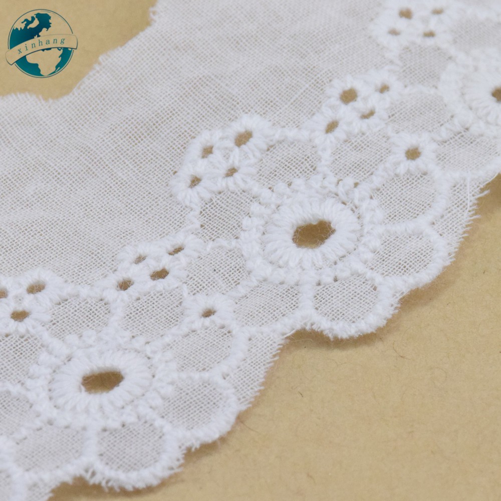 Vải Ren 100% cotton Rộng 4cm Dùng May Đầm mini 3073