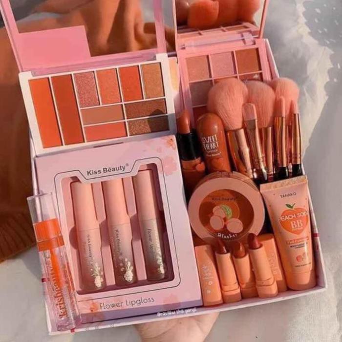 Bộ Trang Điểm Kiss Beauty Tone Cam Đào chủ đạo  gồm 14 món Makeup đầy đủ | BigBuy360 - bigbuy360.vn