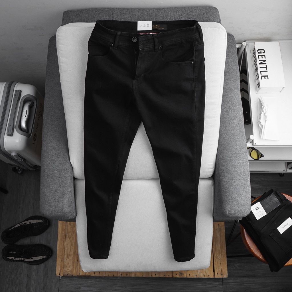 Quần jean dài nam ZR đen (Form Slimfit,chất vải co dãn,ống quần 15 - 18cm,hàng Vnxk)