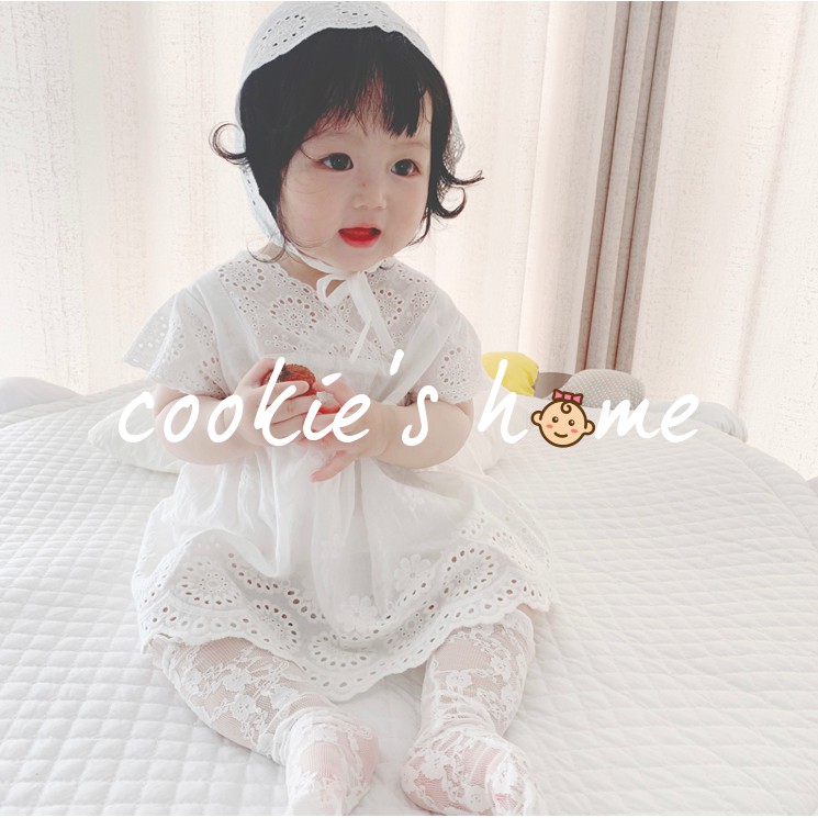 [Kèm nón][Cookie'sHome x princess] Bộ body trắng kèm nơ coton cho bé gái sơ sinh chụp thôi nôi đầy tháng studio