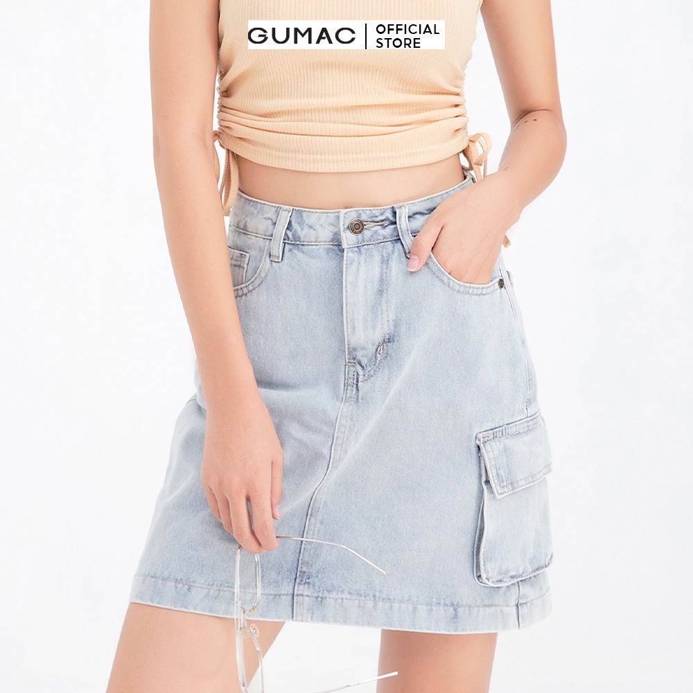 [Mã WABRGU152 giảm 10% tối đa 50k đơn từ 250k] Chân váy jean phối túi GUMAC VJB6118 | BigBuy360 - bigbuy360.vn