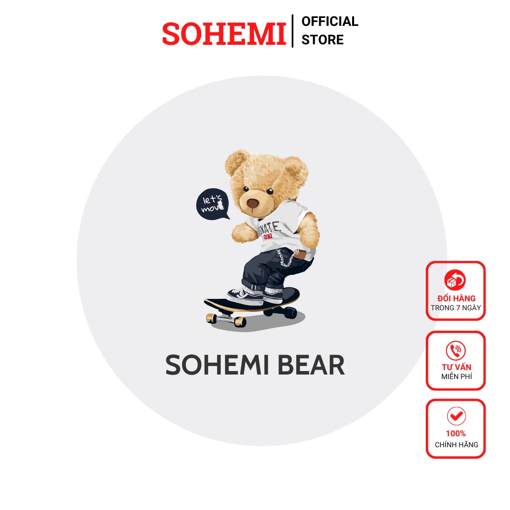 Áo thun nam SOHEMI TEDDY màu trắng cổ tròn vải cao cấp co giãn 4 chiều