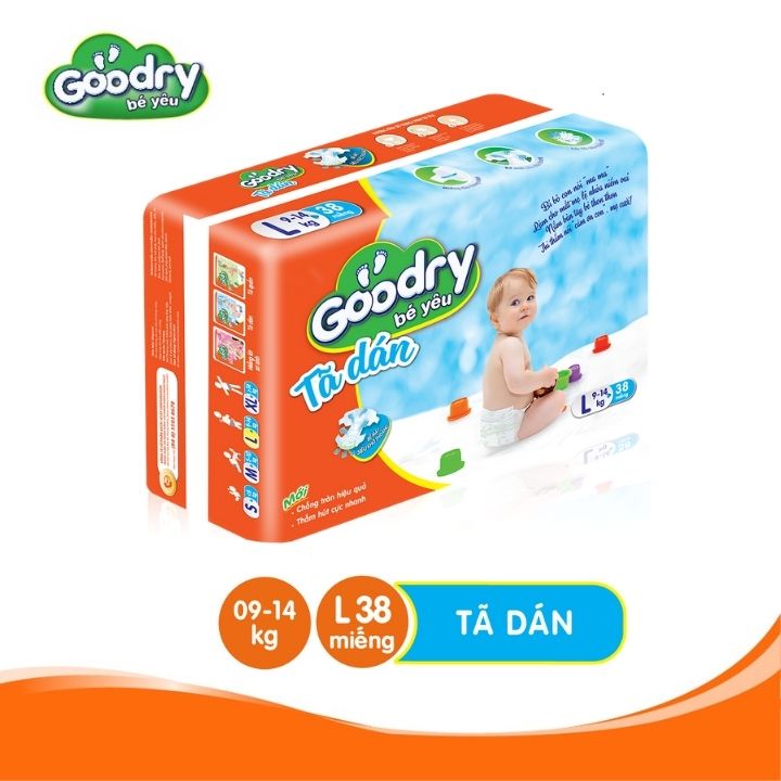 Tã dán Goodry S46/M42/L38/XL34 - Công nghệ Nhật Bản, Màng đáy thoáng khí 100% ngăn ngừa hăm tã