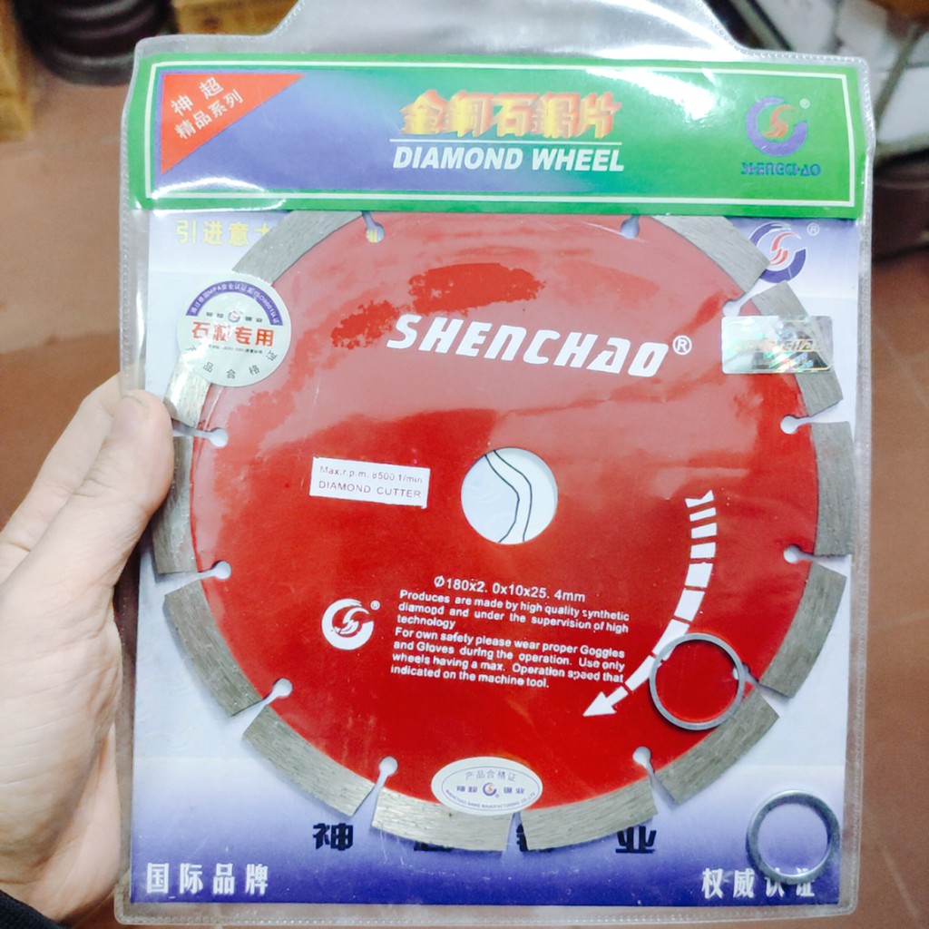 Lưỡi cắt 180mm răng thưa (cắt khô) đa năng cắt gạch, cắt tường , cắt bê tông SHENCHAO chính hãng