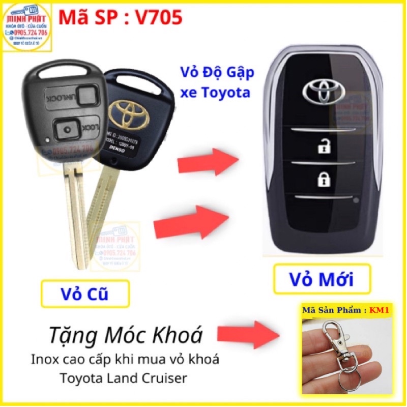 Vỏ Độ gập Chìa khoá xe Toyota Land Cruiser Prado