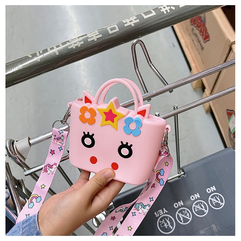 Túi kỳ lân dễ thương Phim hoạt hình silicone Túi đeo vai Ví tiền xu Túi xách động vật Phong cách Túi đeo vai Mini