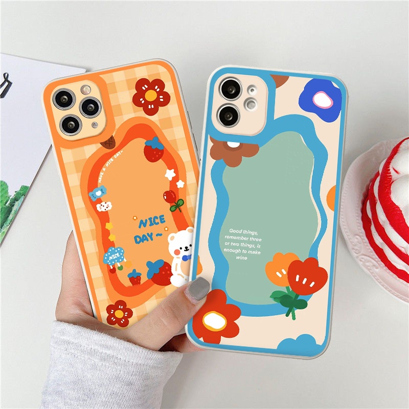 Ốp Lưng iphone vuông cạnh Ốp Điện Thoại Vẽ Màu Nước IPhone 13promax 12 Mini 11 Pro Max X XR XS Max 8 7 Plus SE 2020