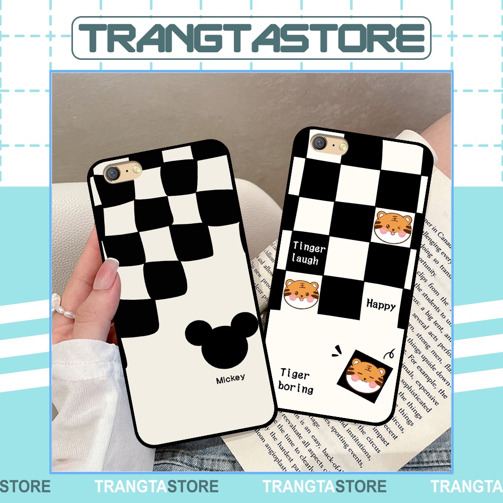 Ốp Oppo A39 / A57 / A71 / F3 Lite in hình sọc caro, họa tiết đen trắng dễ thương