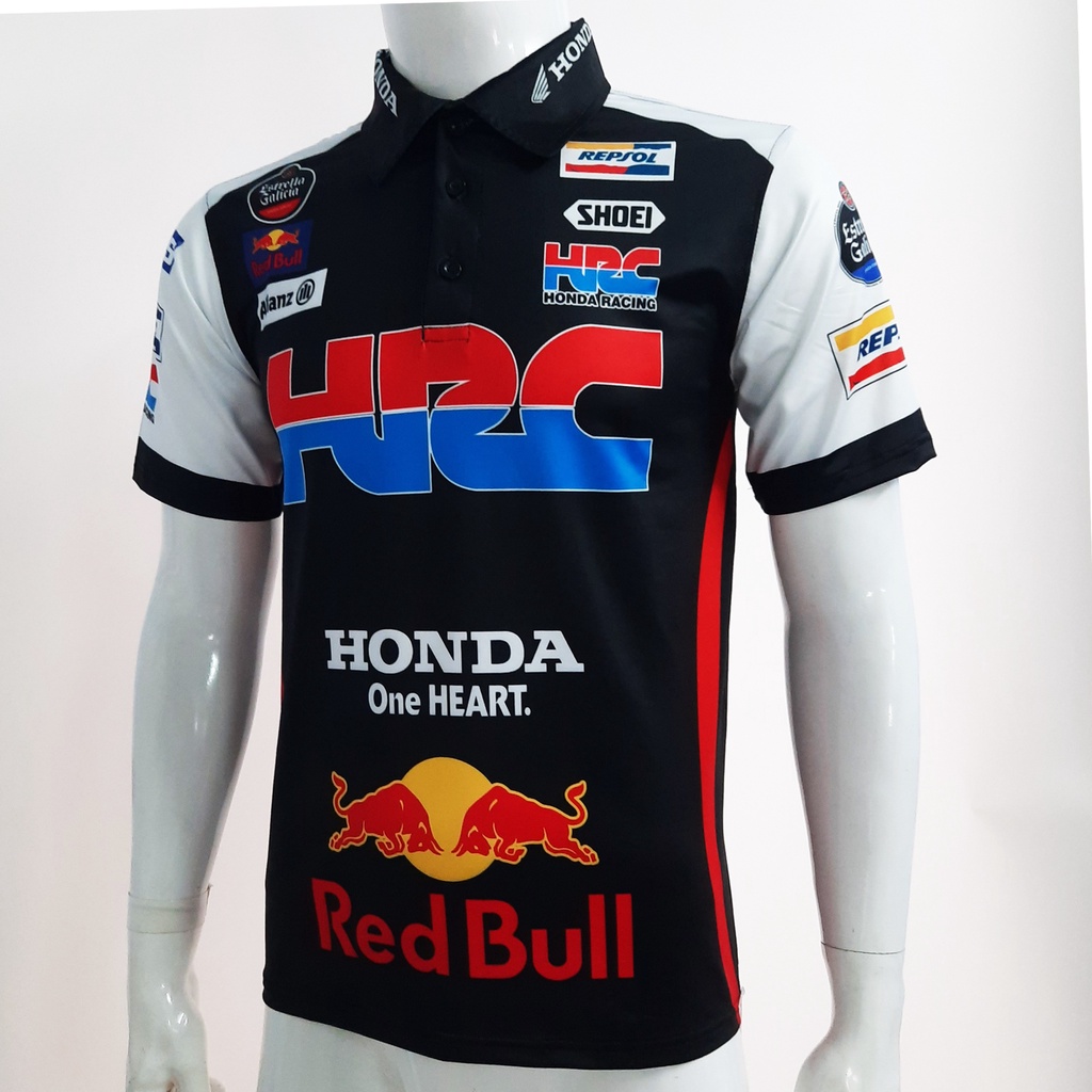 ÁO HONDA HRC - ÁO THUN XE MÁY - ÁO THUN MOTO - ÁO THUN THỂ THAO CÓ CỔ IN TEM XE MẪU HONDA HRC