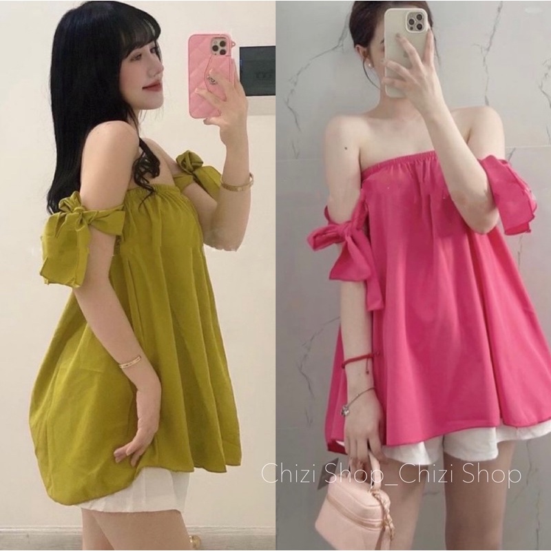 ÁO TRỄ VAI TAY CỘT- ÁO TRỄ VAI TAY NGẮN DÁNG RỘNG, CHIZISHOP