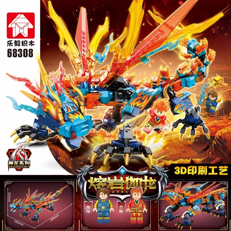 Đồ chơi lắp ráp nonlego ninjago 68308 - Xếp hình rồng lửa của kai ninjago 786 mảnh ghép