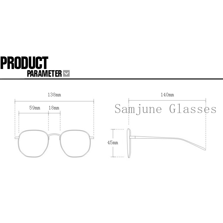 Kính mắt Samjune 5209 tròng trong suốt phong cách cổ điển thanh lịch dành cho nữ
