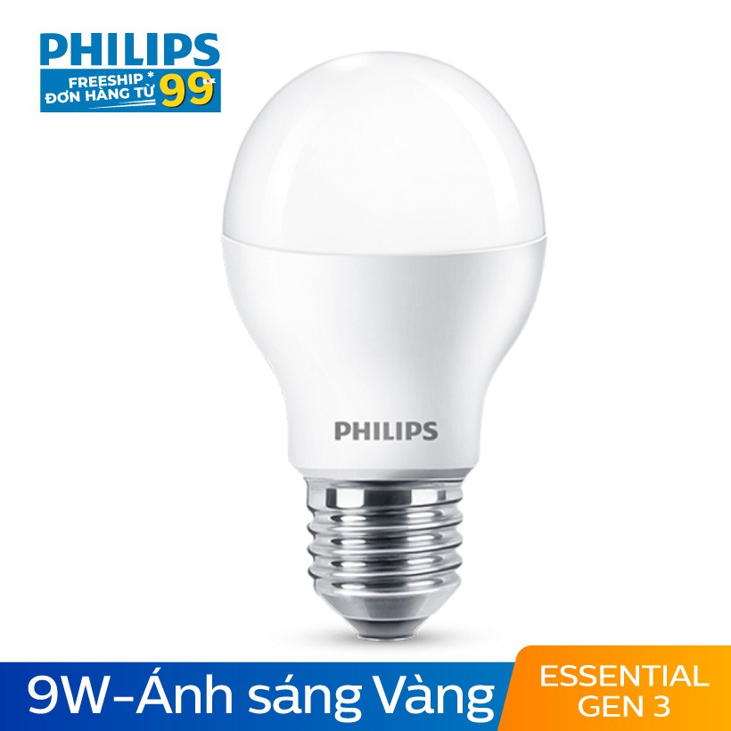 Bóng đèn Philips LED Essetial Gen3 9W 3000K E27 230V A60 - Ánh sáng vàng | BigBuy360 - bigbuy360.vn
