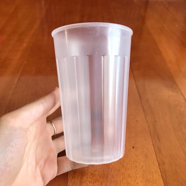 set 10 cốc nhựa sọc uống nước trắng trong, cốc nhựa Việt Nhật 6216
