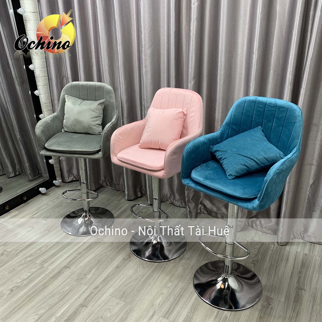 Ghế Makeup, Ghế Quầy Bar Mẫu Vân Sò Điều Chỉnh Độ Cao 60/80 Và Xoay 360 Độ Phong Cách Hiện Đại (Đủ Màu)