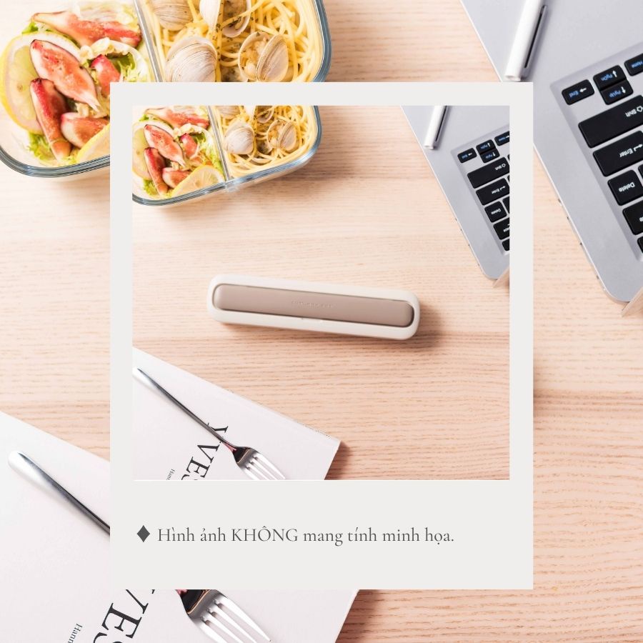 Bộ đũa thìa văn phòng FEEKA cute siêu đẹp 2 ngăn, Bộ thìa đũa cá nhân dễ thương cho dân văn phòng INOX cao cấp