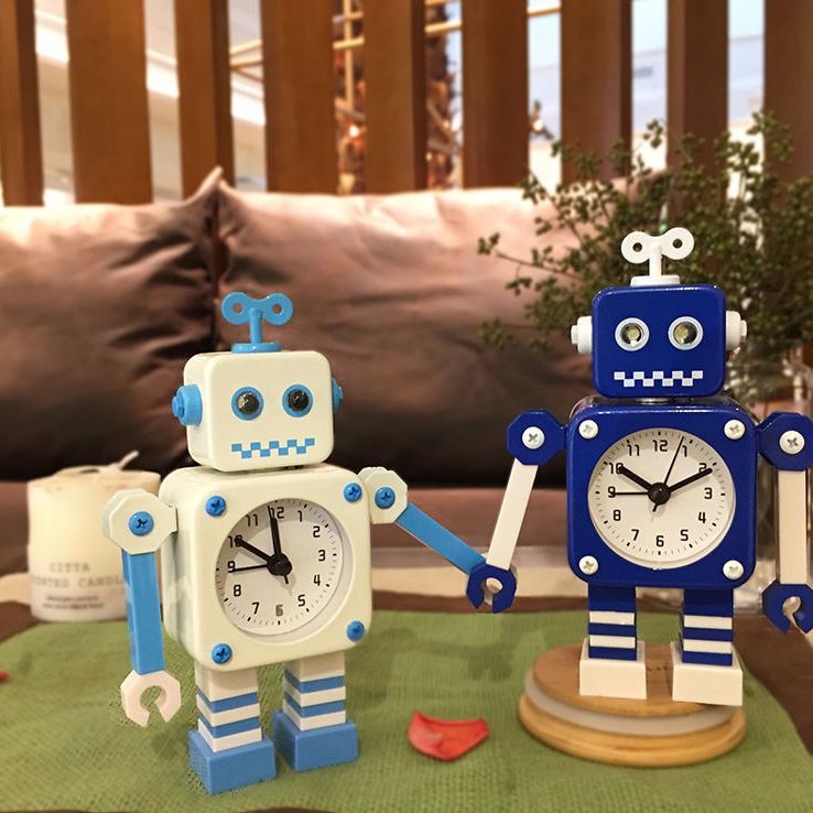 Đồng Hồ Báo Thức Để Bàn. Đồng Hồ Báo Thức Kim Loại Chống Rơi Hình robot Hoạt Hình Sáng Tạo Vui Nhộn Cho Học Sinh