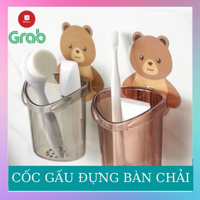 Cốc Gấu Dán Tường Đựng Bàn Chải Đánh Răng Hình Gấu Tiện Lợi