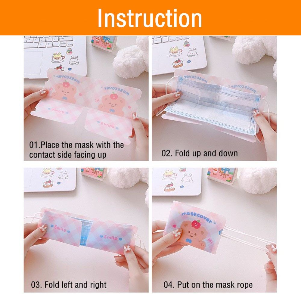 Set 1 / 5 Hộp Đựng Khẩu Trang Chống Bụi Có Thể Gấp Gọn Bảo Vệ Mặt Họa Tiết Hoạt Hình