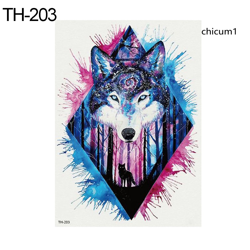 Hình Xăm Dán Tạm Thời Chống Nước Hình Đầu Sói Độc Đáo