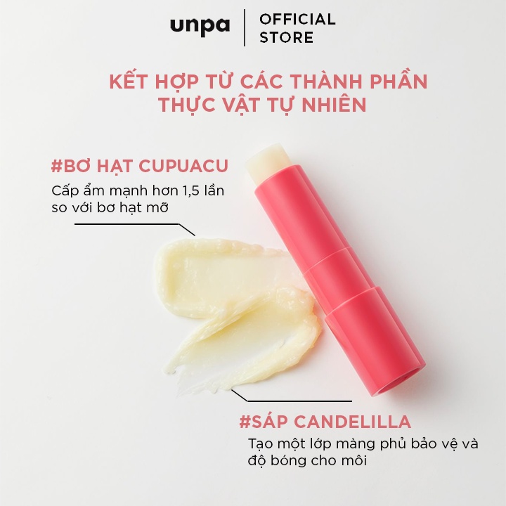 Son dưỡng môi Bubi Bubi Unpa mền môi hồng môi Butter Lip Balm 3.8gr Unpa Official Store