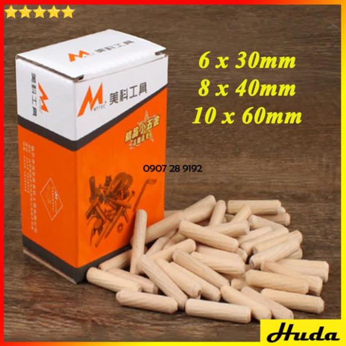 Chốt gỗ tròn Loại 1 ghép mộng phi 6mm 8mm 10mm