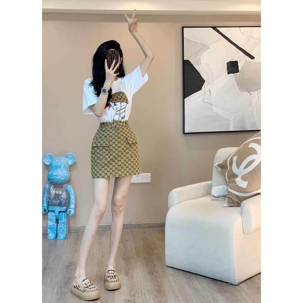 Bộ váy áo ngắn tay trẻ trung thoải mái năng động màu hè thời trang mới 2022