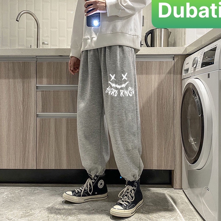 QUẦN JOGGER NAM NỮ UNISEX CHẤT NỈ DÀY DA CÁ ỐNG SUÔNG RỘNG IN HÌNH MẶT CƯỜI SÀNH ĐIỆU -DUBATI FASHION