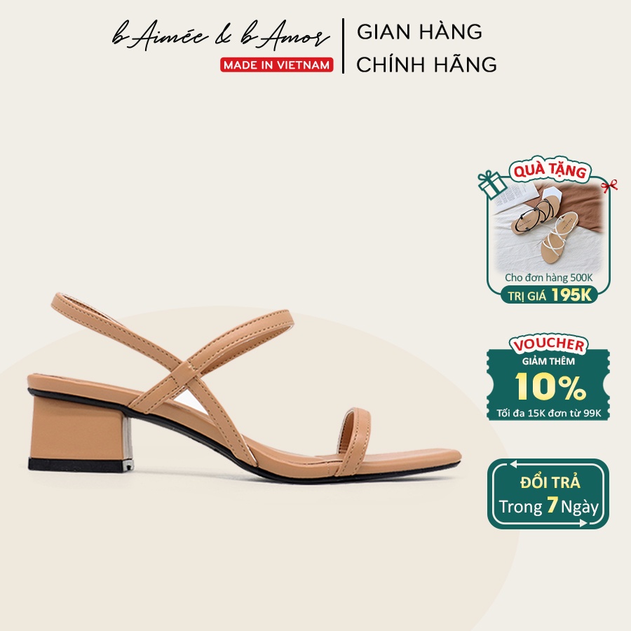 Dép cao gót nữ mũi vuông gót vuông cao 3 cm quai mảnh bAimée & bAmor - MS1589 02