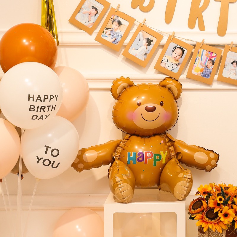 Bóng Gấu Nâu Teddy 3D Size Đại Dễ Thương Trang Trí Sinh Nhật, thôi nôi cho bé trai bé gái người lớn