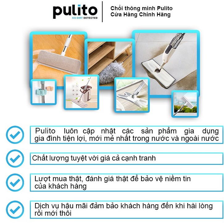 Cây lau nhà tự vắt,chổi lau nhà thông minh chính hãng Pulito xoay 360 độ dạng chữ X kèm bàn chải làm sạch LS-CLN-X