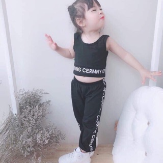 Bộ áo chữ bodi hở bụng cho bé