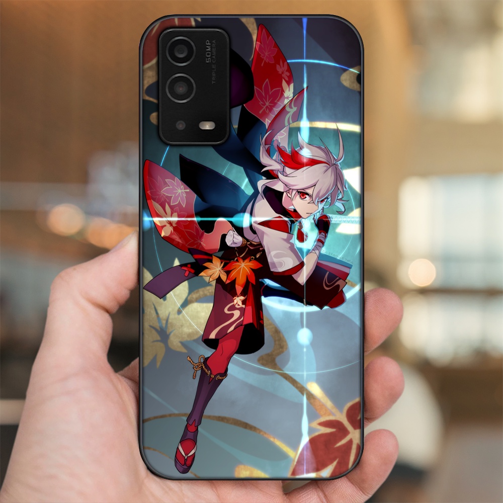 Ốp lưng Oppo A55 4G, A55 5G viền đen in hình Kazuha Genshin Impact
