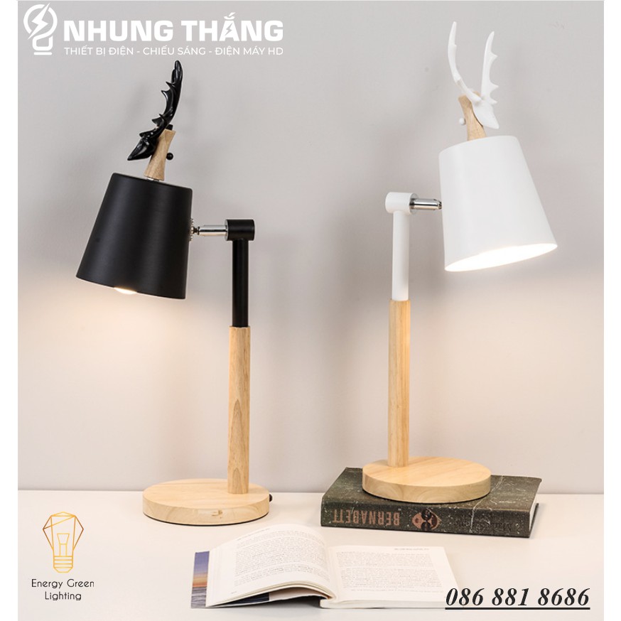 Đèn Bàn Sừng Hươu DB-3041 Kiểu Dáng Sang Trọng - 2 Màu Thanh Lịch - Đã Bao Gồm Bóng LED - Bảo Hành 12 Tháng