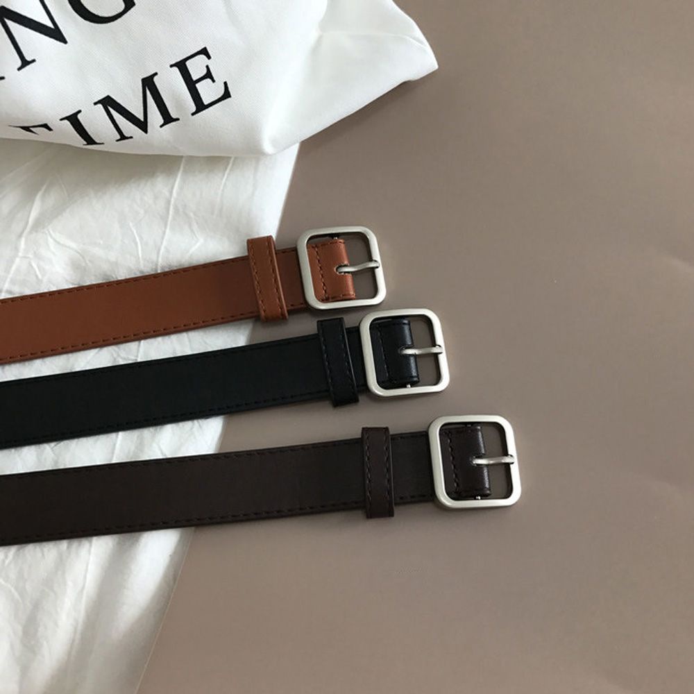 Thắt lưng da PU khóa vuông nhiều màu sắc phong cách vintage thời trang cho nữ