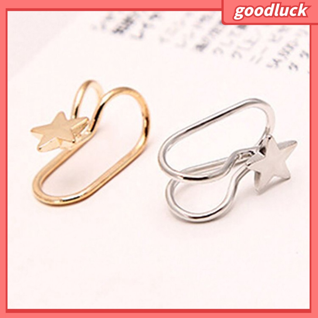 ps/1Pc Women Star Cubic Zirconia Faux Pearl Non Piercing Ear Cuff Clip Earrings
