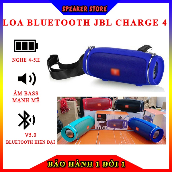 Loa bluetooth JPL charge 4+ vỏ nhôm Bass cực mạnh, Âm thanh đỉnh, Pin 3- 4h có dây đeo, hỗ trợ thẻ nhớ USB