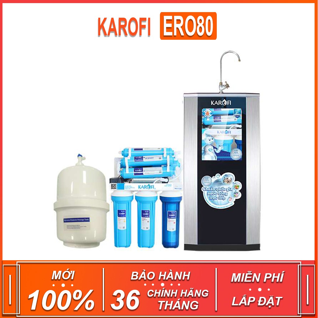 Máy lọc nước tinh khiết  KAROFI ERO80 , công suất lọc 20L/H ( Xuất sứ Việt Nam - Bảo hành 36 tháng )