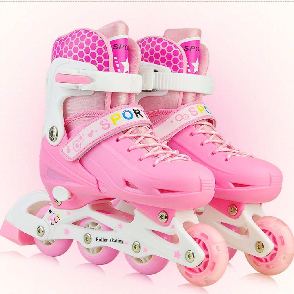 [FREE SHIP =&gt; 50K ] Giày trượt Patin Sports hồng Size S cho bé dưới 6 tuổi