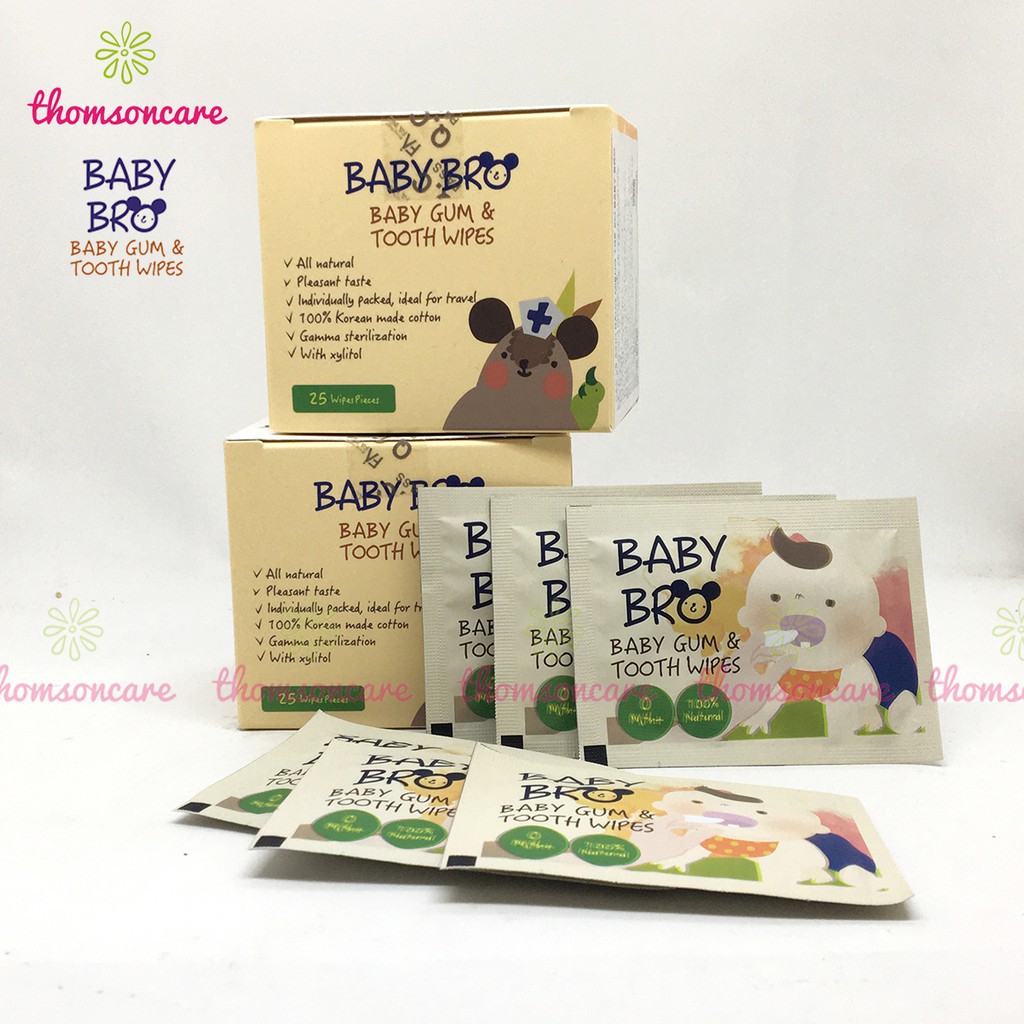 Gạc rơ lưỡi Baby Bro - Nhập khẩu Hàn Quốc - Baby Pro vệ sinh răng miệng cho bé - khăn lau răng Babybro 95