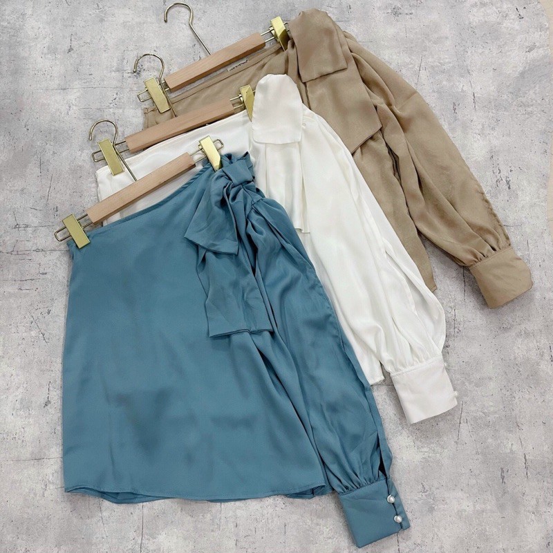 Áo lệch vai nơ 3 màu